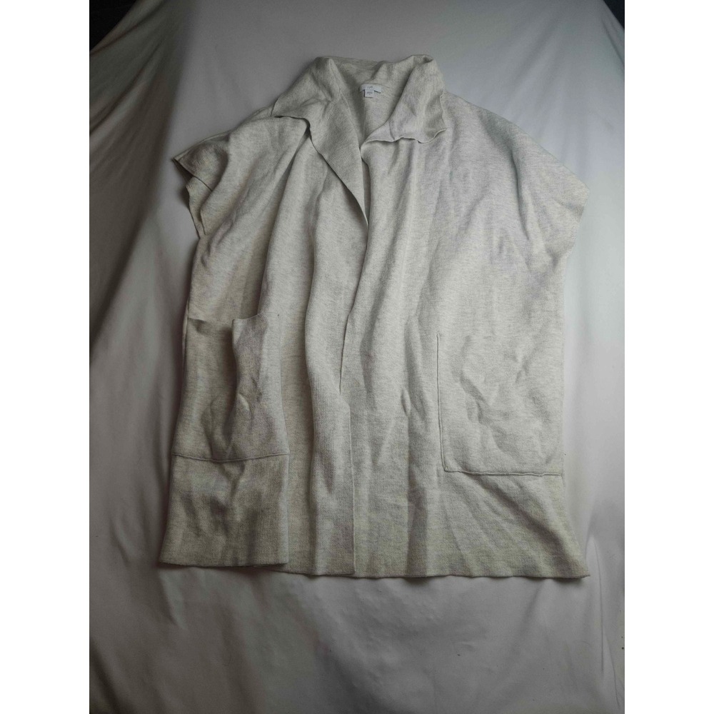 J.Jill Knit Cardigan Vest Women's Gray Open Front Pockets Sleeveless Sweater - S
